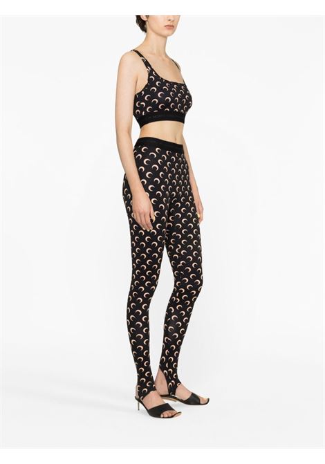 moon printed jersey leggins woman black and beige MARINE SERRE | WPA111ACJER0001IT99